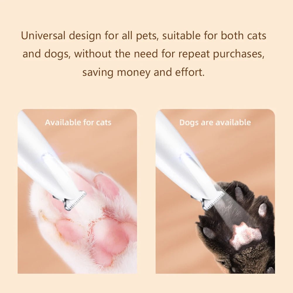 Portable Dog Paw Trimmer with Led Light Rechargeable Cordless Nail Grinder Shaver for Cats And Other Pets Nail Grooming Tools - Furbury