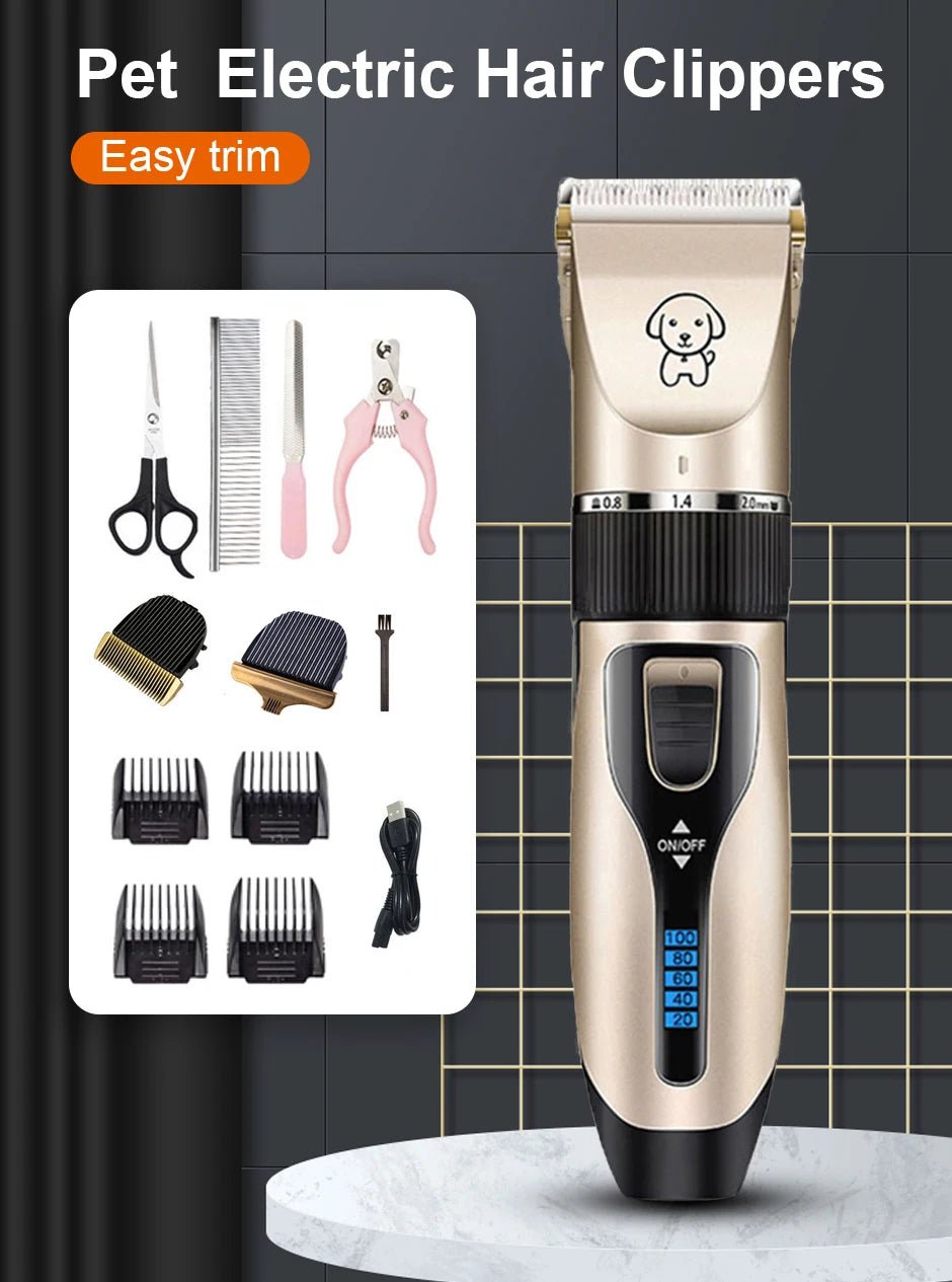 Professional Dog Hair Clipper All Metal Rechargeable Pet Trimmer Cat Shaver Cutting Machine Puppy Grooming Haircut Low Noice - Furbury