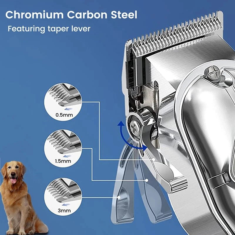 Professional Dog Hair Clipper All Metal Rechargeable Pet Trimmer Cat Shaver Cutting Machine Puppy Grooming Haircut Low Noice - Furbury