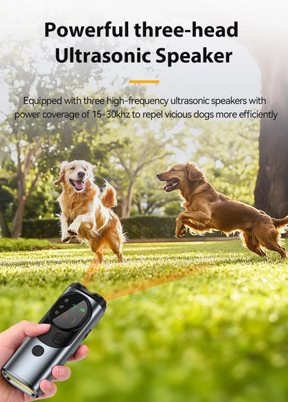 ROJECO Dog Repeller Ultrasonic Dog Trainer Anti Barking Training Device Rechargeable High Power Dog Repeller With LED Flashlight - Furbury