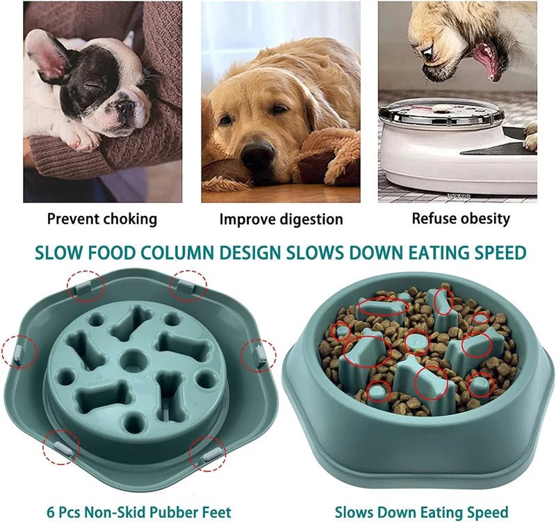 Slow Feeder Dog Bowl Anti - choking Slow Feeding Bowls for Dogs Anti - slip Pet Slow Eat Dishes Puzzle Bowls for Small Medium Dogs - Furbury