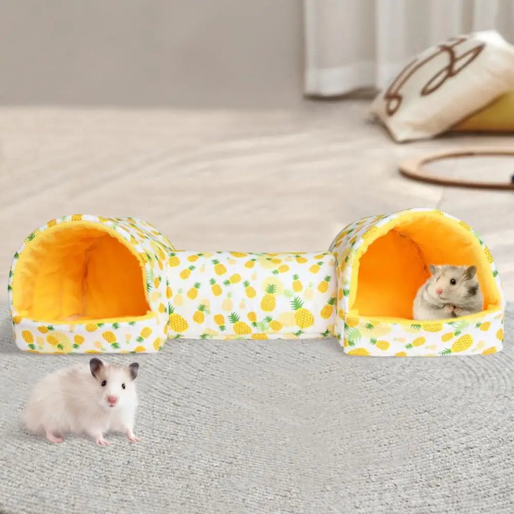 Small Animal Tunnel Bed Plush Hamster Nest Bed Guinea Pig Cozy Hideout Warm Bunny Toys for Kittens Ferrets Rabbits Hedgehogs - Furbury