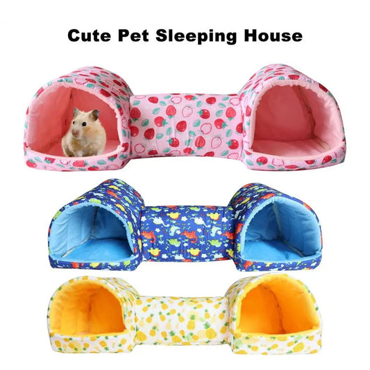 Small Animal Tunnel Bed Plush Hamster Nest Bed Guinea Pig Cozy Hideout Warm Bunny Toys for Kittens Ferrets Rabbits Hedgehogs - Furbury