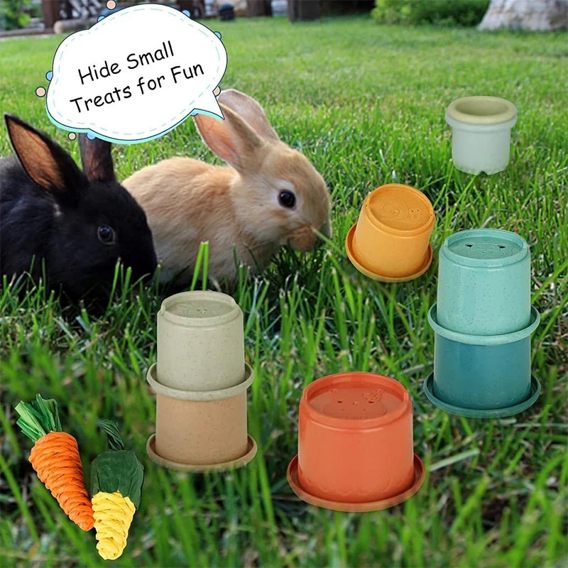 Small Animals Rabbits Toys Bunny Stacking Cups Bunny Hiding Food and Playing Toy Hamster Guinea Pig Nesting Toys - Furbury