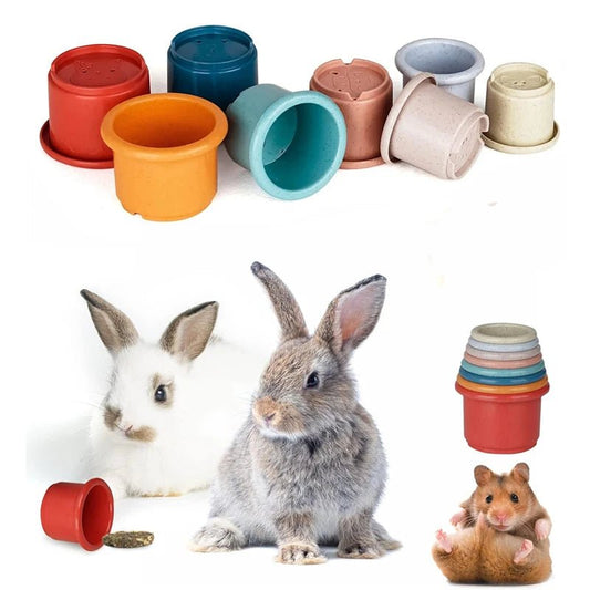 Small Animals Rabbits Toys Bunny Stacking Cups Bunny Hiding Food and Playing Toy Hamster Guinea Pig Nesting Toys - Furbury