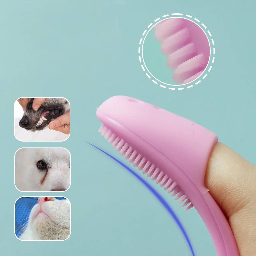 Soft Pet Finger Brush for Dog and Cat, Toothbrush for Tear Stains, Eye Care, Cleaning Grooming Tools - Furbury