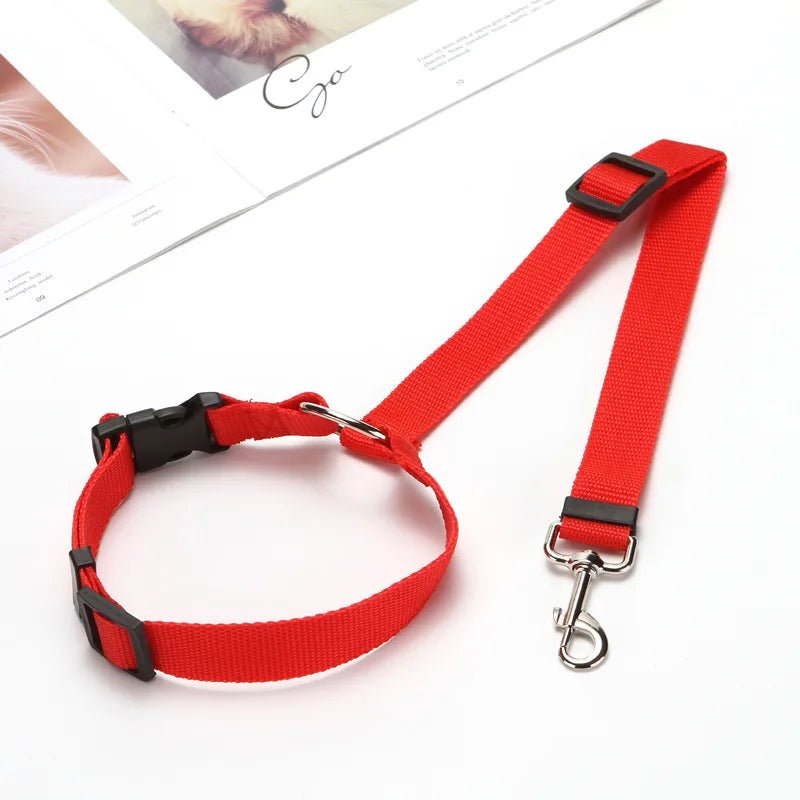 Solid Color Two - in - one Pet Car Seat Belt Nylon Lead Leash Backseat Safety Belt Adjustable Dogs Harness Collar Pet Accessories - Furbury