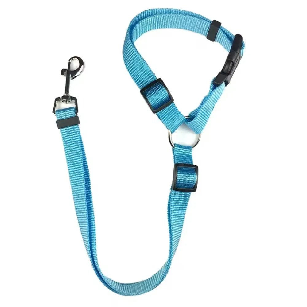 Solid Color Two - in - one Pet Car Seat Belt Nylon Lead Leash Backseat Safety Belt Adjustable Dogs Harness Collar Pet Accessories - Furbury