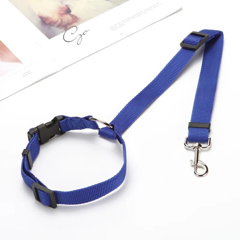 Solid Color Two - in - one Pet Car Seat Belt Nylon Lead Leash Backseat Safety Belt Adjustable Dogs Harness Collar Pet Accessories - Furbury