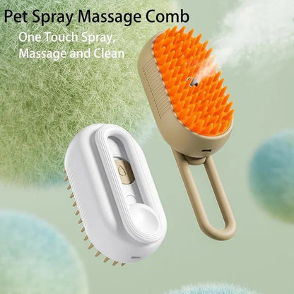 Steamy Dog Brush Electric Spray Cat Hair Brush 3 in1 Dog Steamer Brush for Massage Pet Grooming Removing Tangled and Loose Hair - Furbury