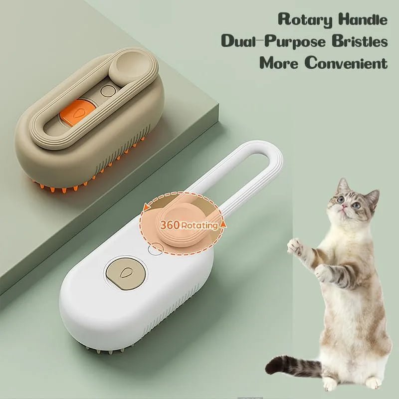 Steamy Dog Brush Electric Spray Cat Hair Brush 3 in1 Dog Steamer Brush for Massage Pet Grooming Removing Tangled and Loose Hair - Furbury