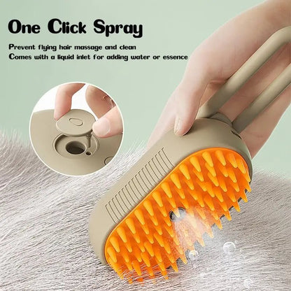 Steamy Dog Brush Electric Spray Cat Hair Brush 3 in1 Dog Steamer Brush for Massage Pet Grooming Removing Tangled and Loose Hair - Furbury