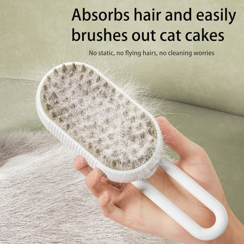 Steamy Dog Brush Electric Spray Cat Hair Brush 3 in1 Dog Steamer Brush for Massage Pet Grooming Removing Tangled and Loose Hair - Furbury