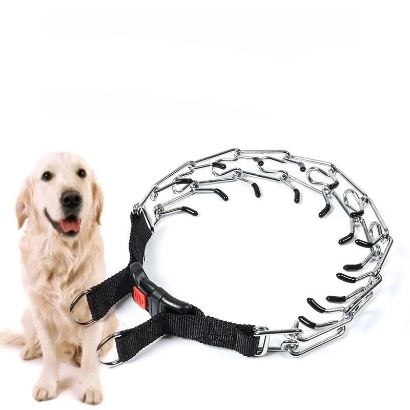 Stimulating Training Dog Collar Detachable Stainless Steel Metal Collar with Rubber Tips and Quick Release Buckle Pet Supplies - Furbury