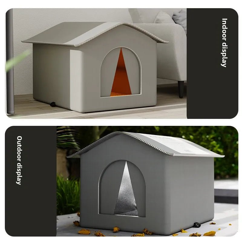 Stray Cat dog House Waterproof Outdoor Winter Warm Pet Cave Sleeping Beds Home Foldable Washable for Small Dog Puppy Supplies - Furbury