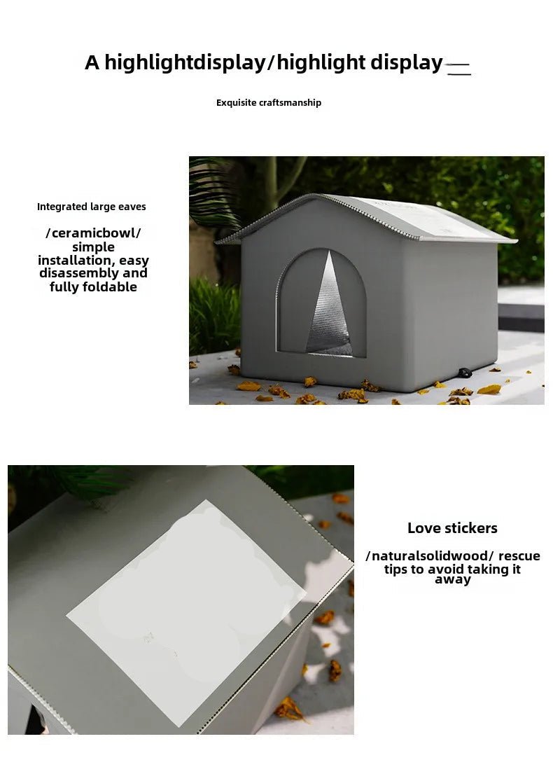 Stray Cat dog House Waterproof Outdoor Winter Warm Pet Cave Sleeping Beds Home Foldable Washable for Small Dog Puppy Supplies - Furbury