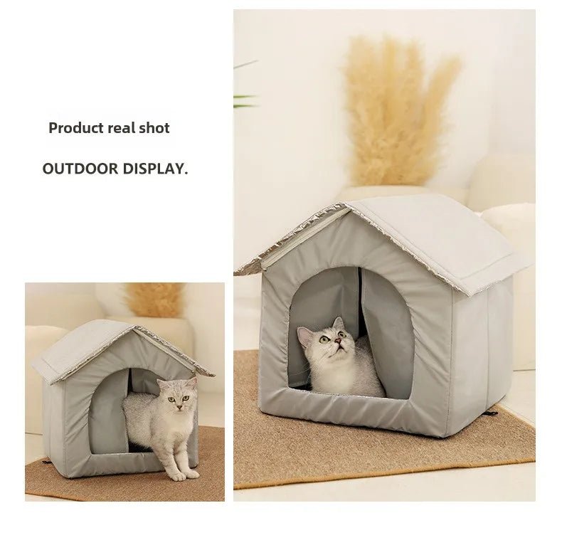 Stray Cat dog House Waterproof Outdoor Winter Warm Pet Cave Sleeping Beds Home Foldable Washable for Small Dog Puppy Supplies - Furbury