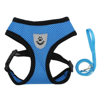 Summer Cat Dog Harness Lead Leash Adjustable Vest Polyester Mesh Breathable Harnesses Reflective for Small Dog Cat Lesah - Furbury