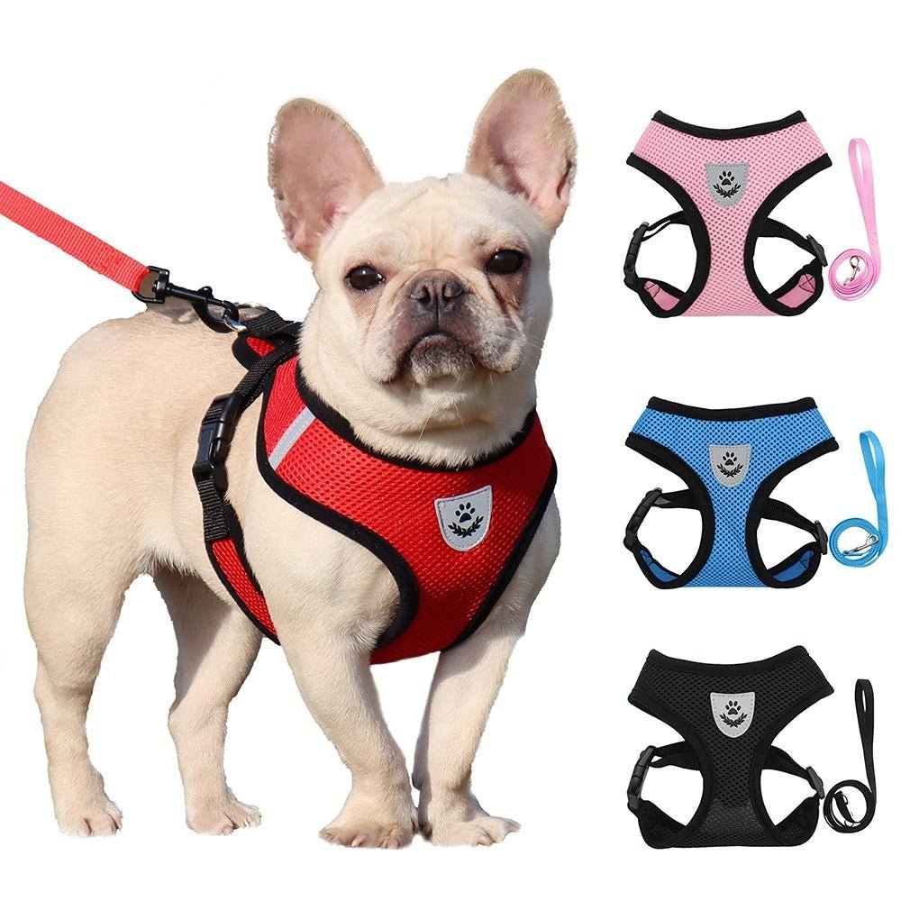 Summer Cat Dog Harness Lead Leash Adjustable Vest Polyester Mesh Breathable Harnesses Reflective for Small Dog Cat Lesah - Furbury