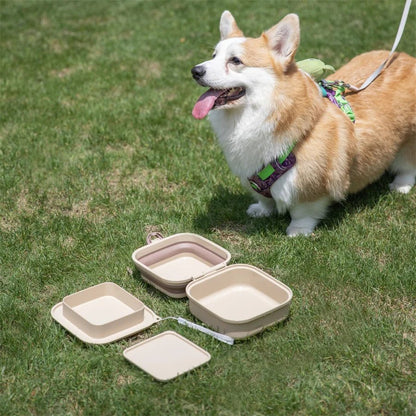 Thickened Folding Pet Bowls Outdoor Pet Double Bowls Tableware Travel Dog Feeder Bowls Pet Supplies Portable Dog Bowls - Furbury