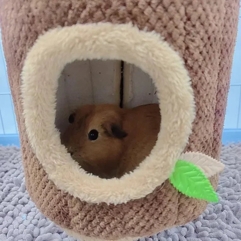 Tree Stump Shape Hammock Small Animals Pet House Hamster Nest Guinea Pig Ferret Squirrel Rabbit Winter Warm Cotton Hang Beds - Furbury