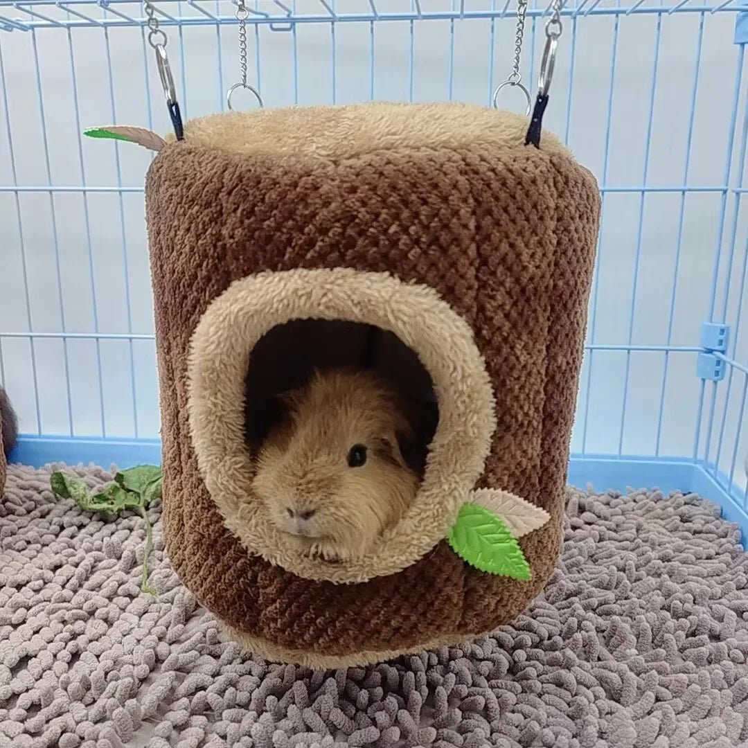 Tree Stump Shape Hammock Small Animals Pet House Hamster Nest Guinea Pig Ferret Squirrel Rabbit Winter Warm Cotton Hang Beds - Furbury