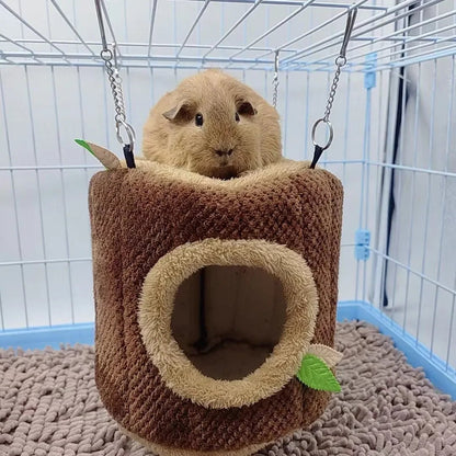 Tree Stump Shape Hammock Small Animals Pet House Hamster Nest Guinea Pig Ferret Squirrel Rabbit Winter Warm Cotton Hang Beds - Furbury