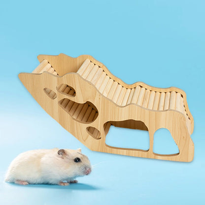 Washable Hamster Hideaway Wooden Hamster House with Climbing Ladder Small Pet Castle Home for Dwarf Mice Gerbils Small Pets - Furbury