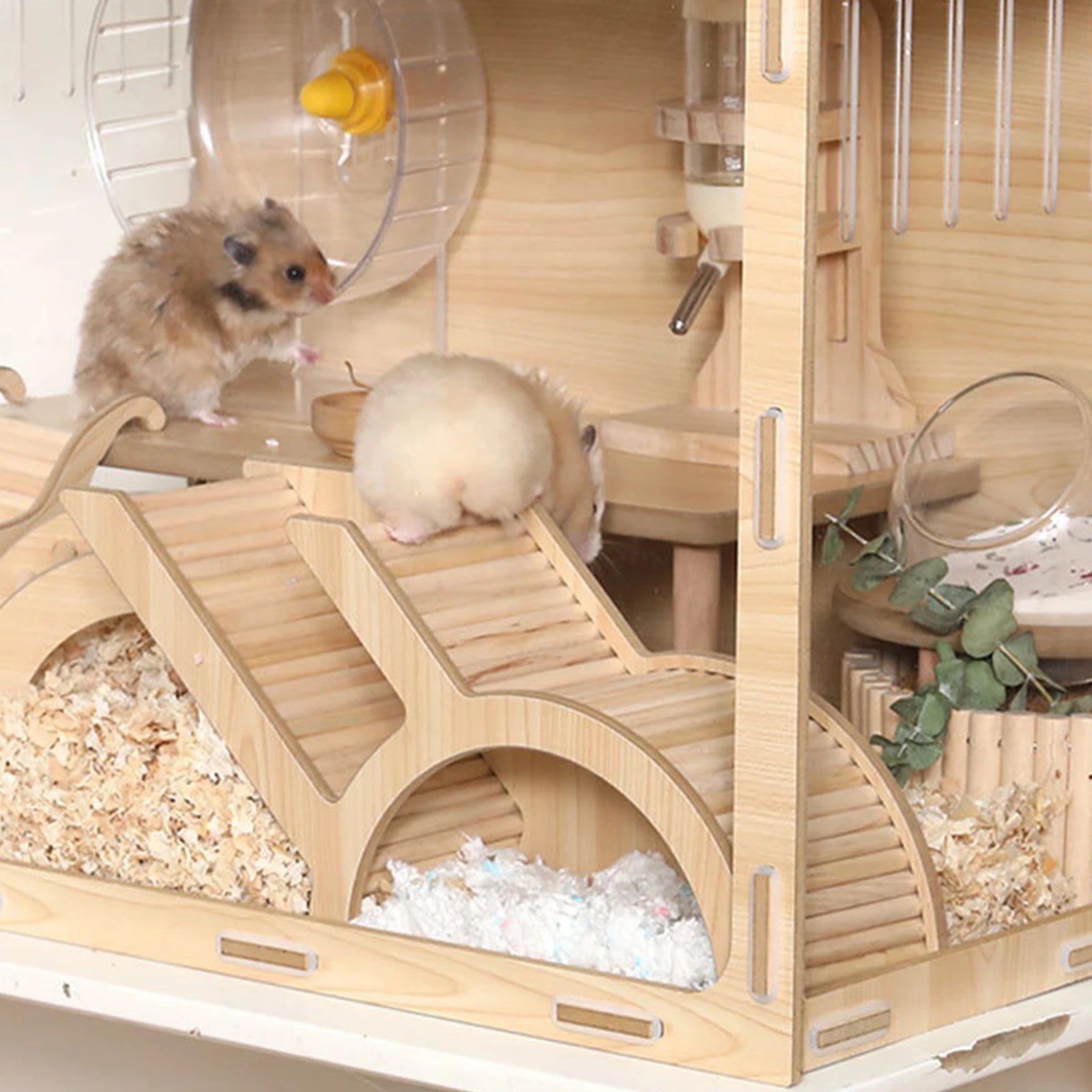 Washable Hamster Hideaway Wooden Hamster House with Climbing Ladder Small Pet Castle Home for Dwarf Mice Gerbils Small Pets - Furbury