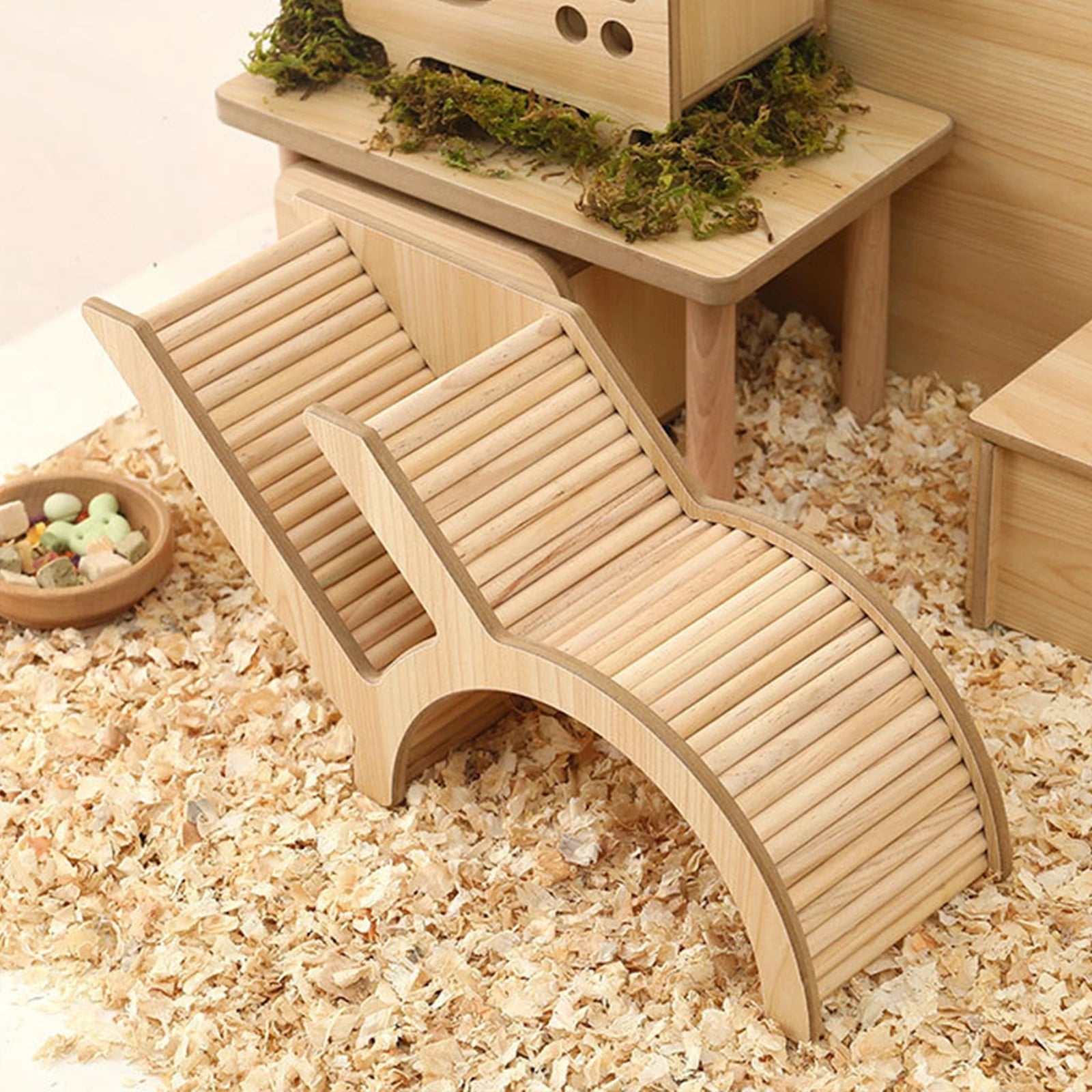 Washable Hamster Hideaway Wooden Hamster House with Climbing Ladder Small Pet Castle Home for Dwarf Mice Gerbils Small Pets - Furbury