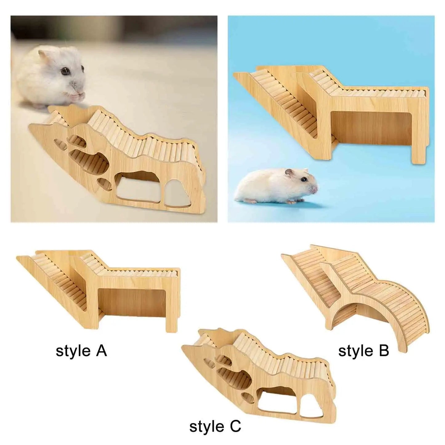 Washable Hamster Hideaway Wooden Hamster House with Climbing Ladder Small Pet Castle Home for Dwarf Mice Gerbils Small Pets - Furbury