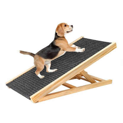 Wood Dog Ramp Pet Cat Ladder 2 Levels Height Adjustable Folding Durable Non Slip for Indoor Sofa Couch Pet Supplies - Furbury