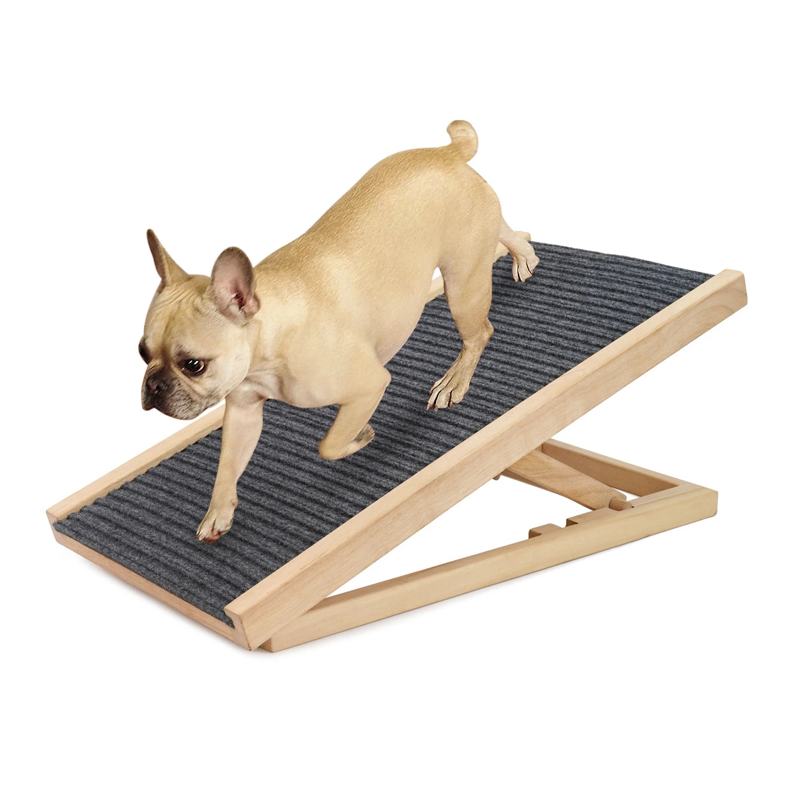 Wood Dog Ramp Pet Cat Ladder 2 Levels Height Adjustable Folding Durable Non Slip for Indoor Sofa Couch Pet Supplies - Furbury